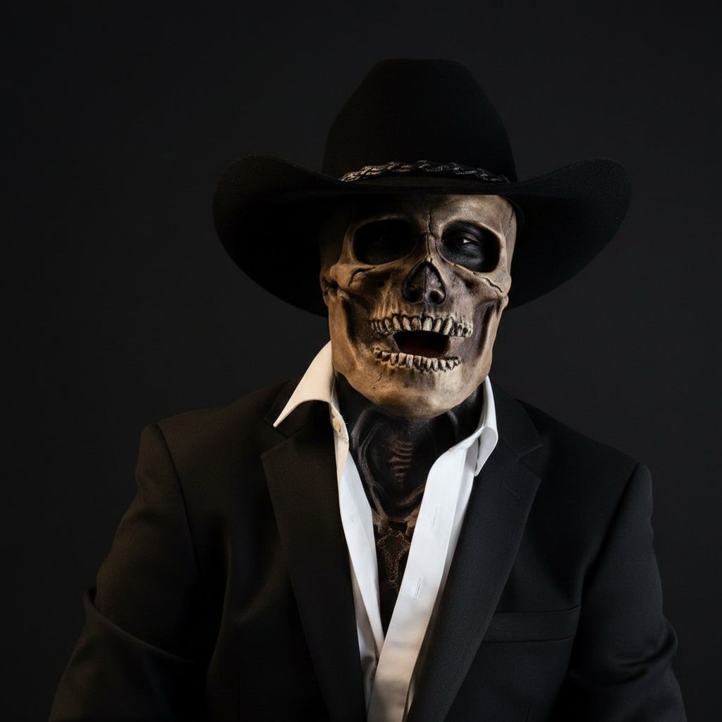 Skull Mask with Exposed Brain and Skeleton Chest Plate Latex Halloween Costume - Image 3