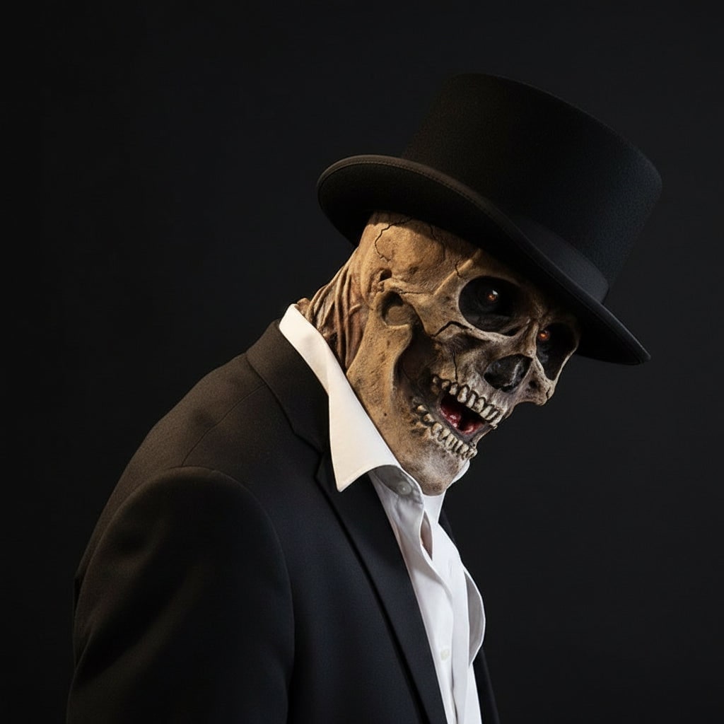 Skull Mask with Exposed Brain and Skeleton Chest Plate Latex Halloween Costume - Image 5