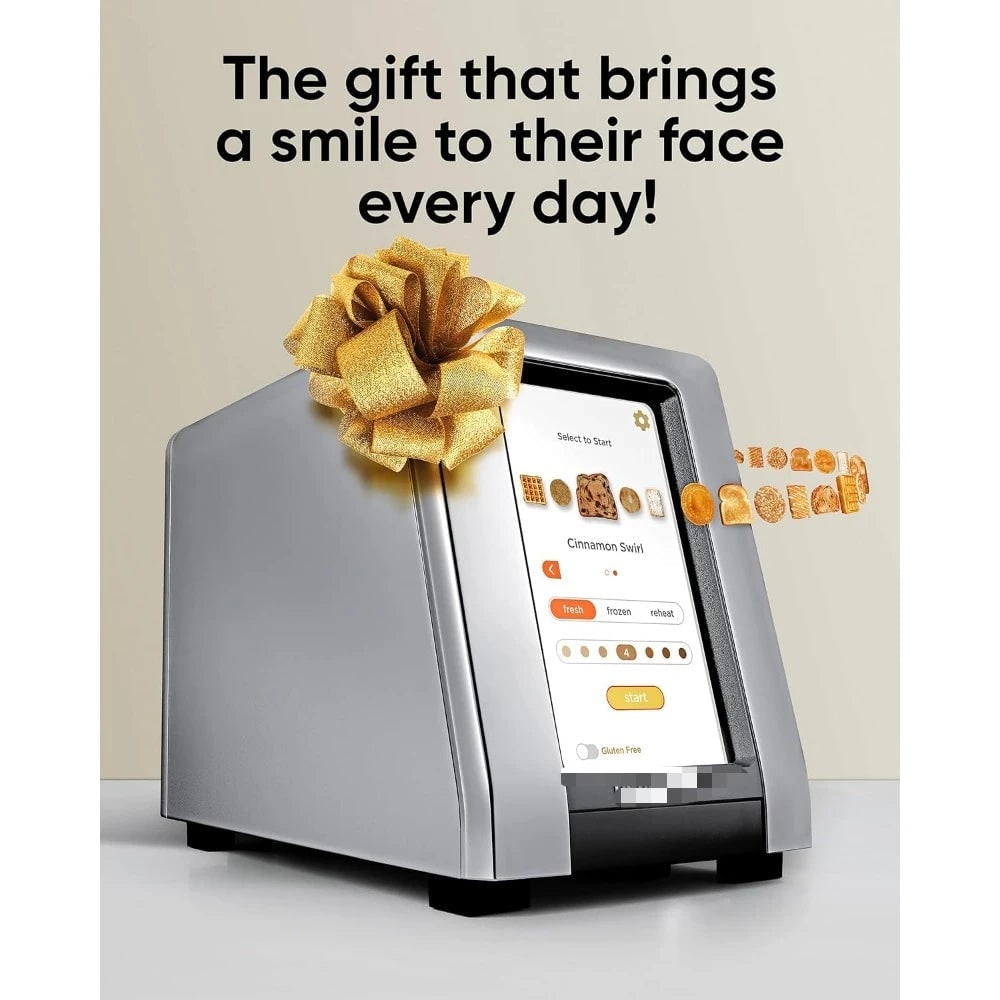 Smart Touchscreen Toaster with Panini Press Insert Two Slice Brushed Metal - Image 5