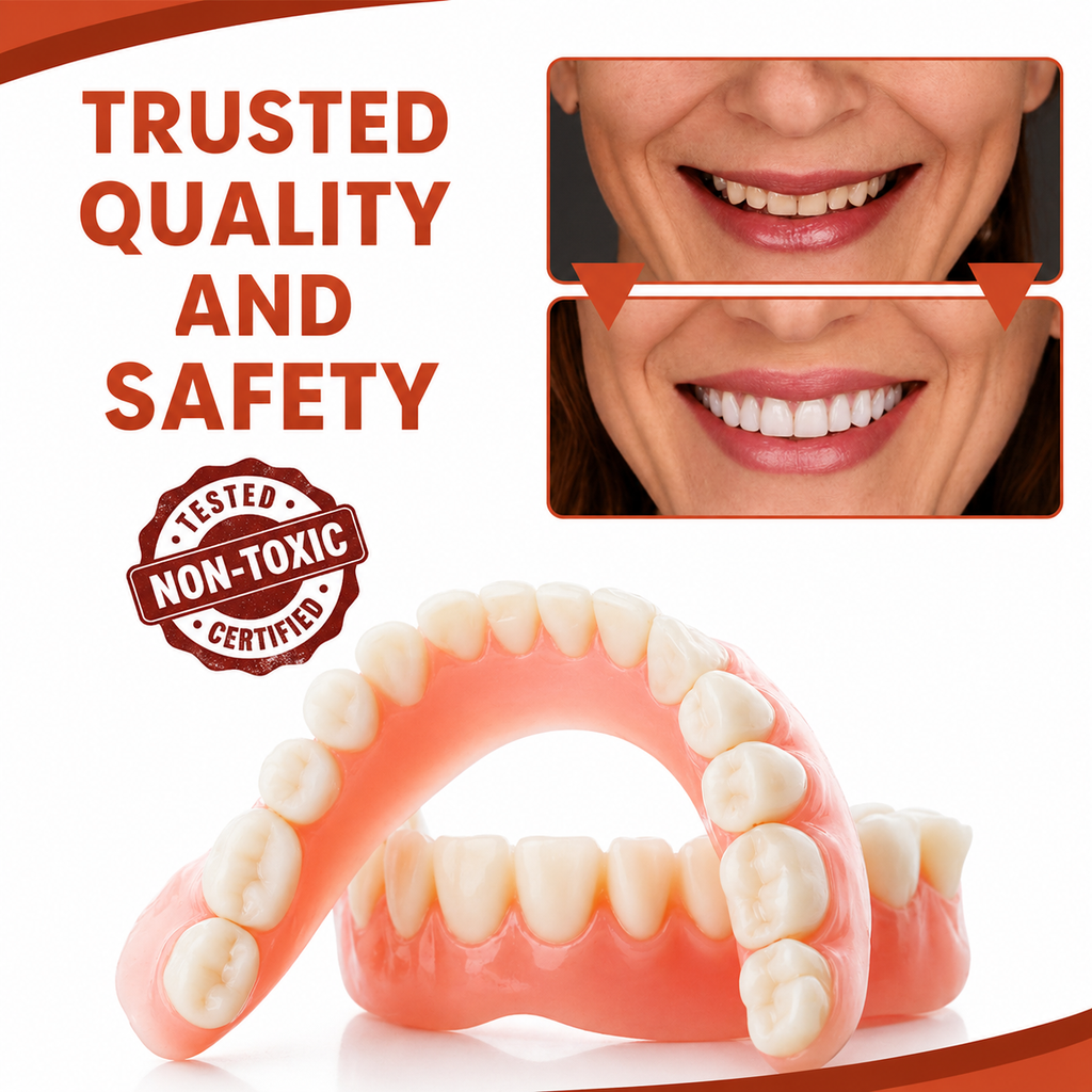 Snap on Veneers Moldable Fake Teeth with Upper and Lower Set Simulated Gums - Image 2