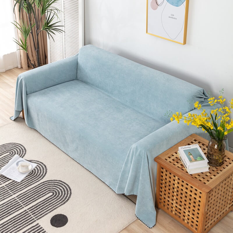 Sofa Couch Cover Throw with Water-Resistant Chenille and Pom-Pom Trim - Image 11