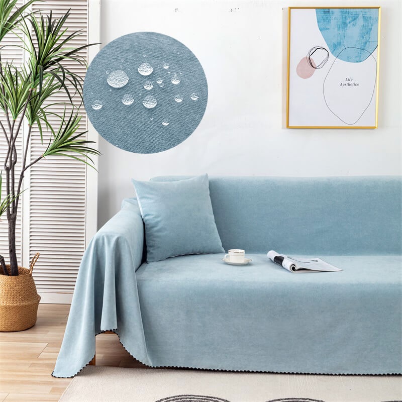 Sofa Couch Cover Throw with Water-Resistant Chenille and Pom-Pom Trim - Image 13