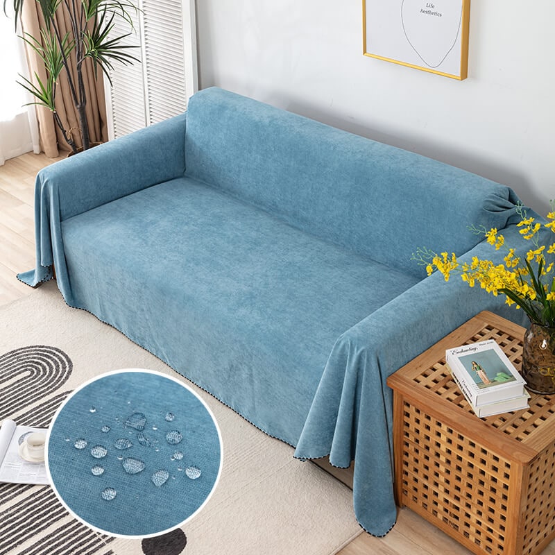 Sofa Couch Cover Throw with Water-Resistant Chenille and Pom-Pom Trim - Image 5