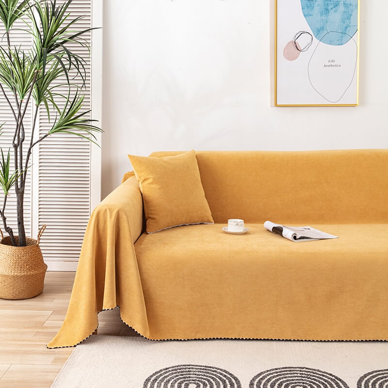 Sofa Couch Cover Throw with Water-Resistant Chenille and Pom-Pom Trim - Image 6