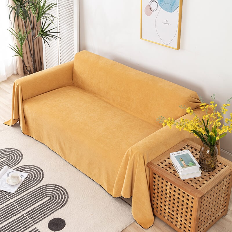 Sofa Couch Cover Throw with Water-Resistant Chenille and Pom-Pom Trim - Image 7