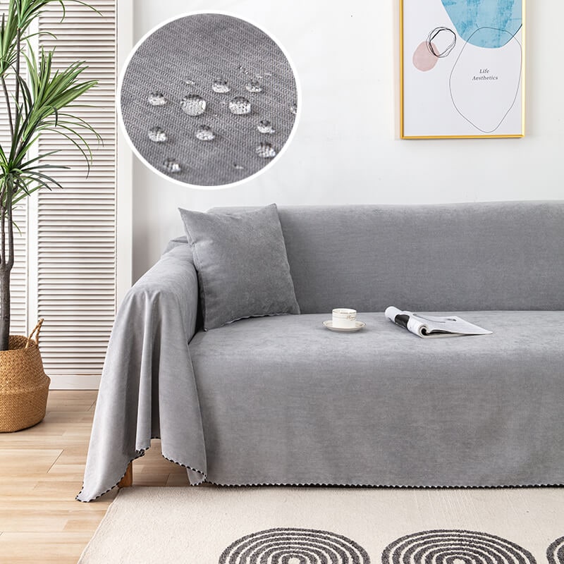 Sofa Couch Cover Throw with Water-Resistant Chenille and Pom-Pom Trim - Image 8