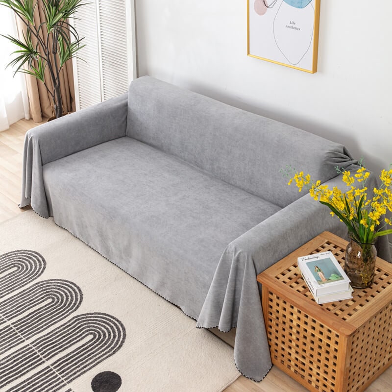 Sofa Couch Cover Throw with Water-Resistant Chenille and Pom-Pom Trim - Image 9
