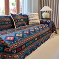 Sofa Throw Blanket with Geometric Bohemian Pattern and Fringe Trim - Image 1