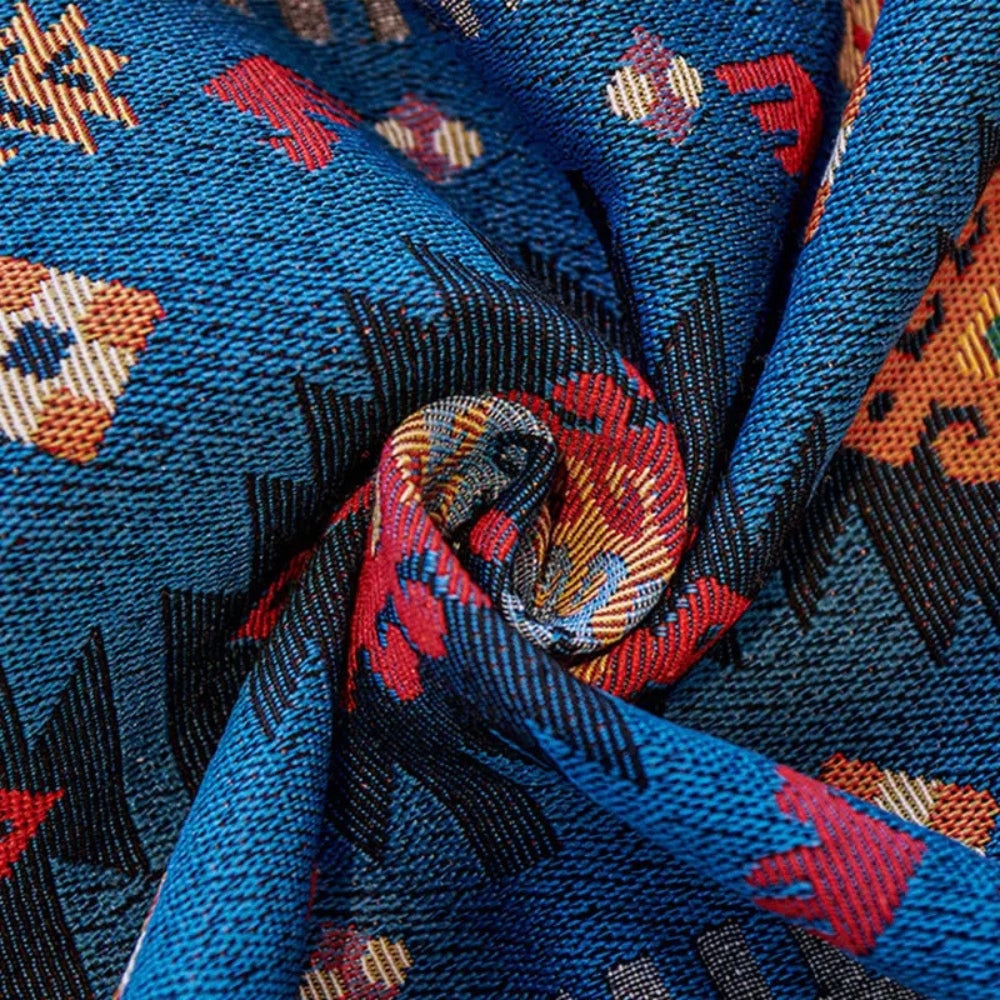 Sofa Throw Blanket with Geometric Bohemian Pattern and Fringe Trim - Image 5