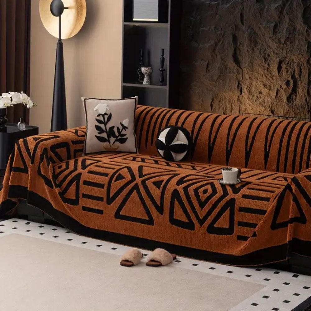 Sofa Throw Blanket with Woven Geometric Pattern and Decorative Jacquard Texture - Image 5