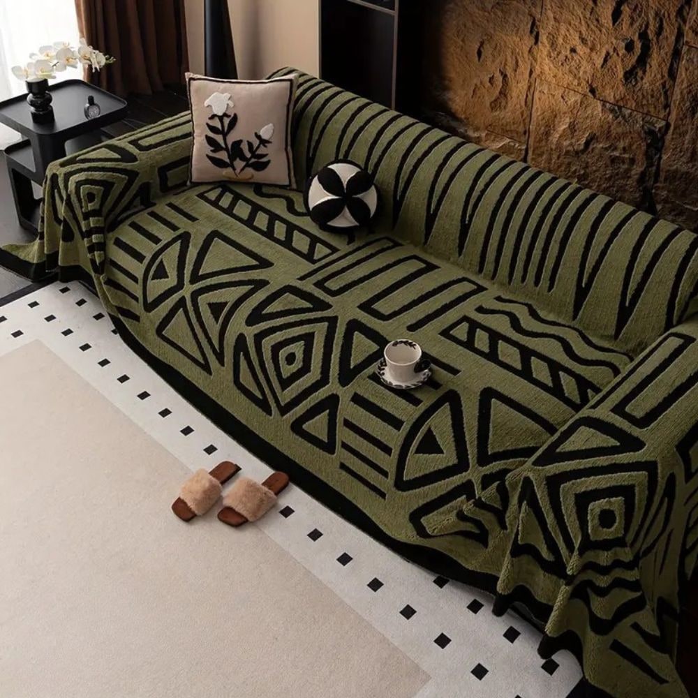 Sofa Throw Blanket with Woven Geometric Pattern and Decorative Jacquard Texture - Image 6