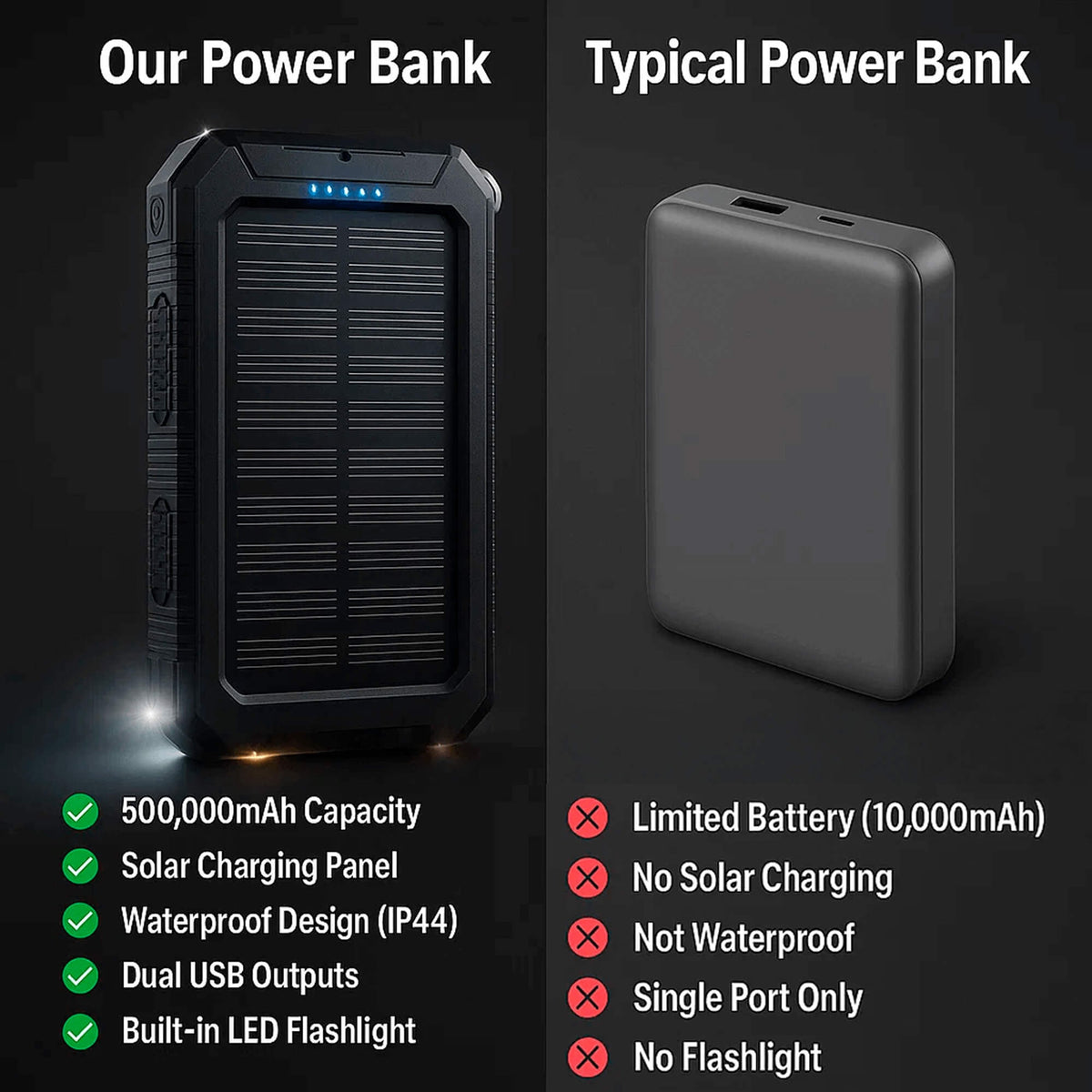 Solar Portable Charger Power Bank with Dual USB 20000mah High Capacity and Flashlights - Image 14