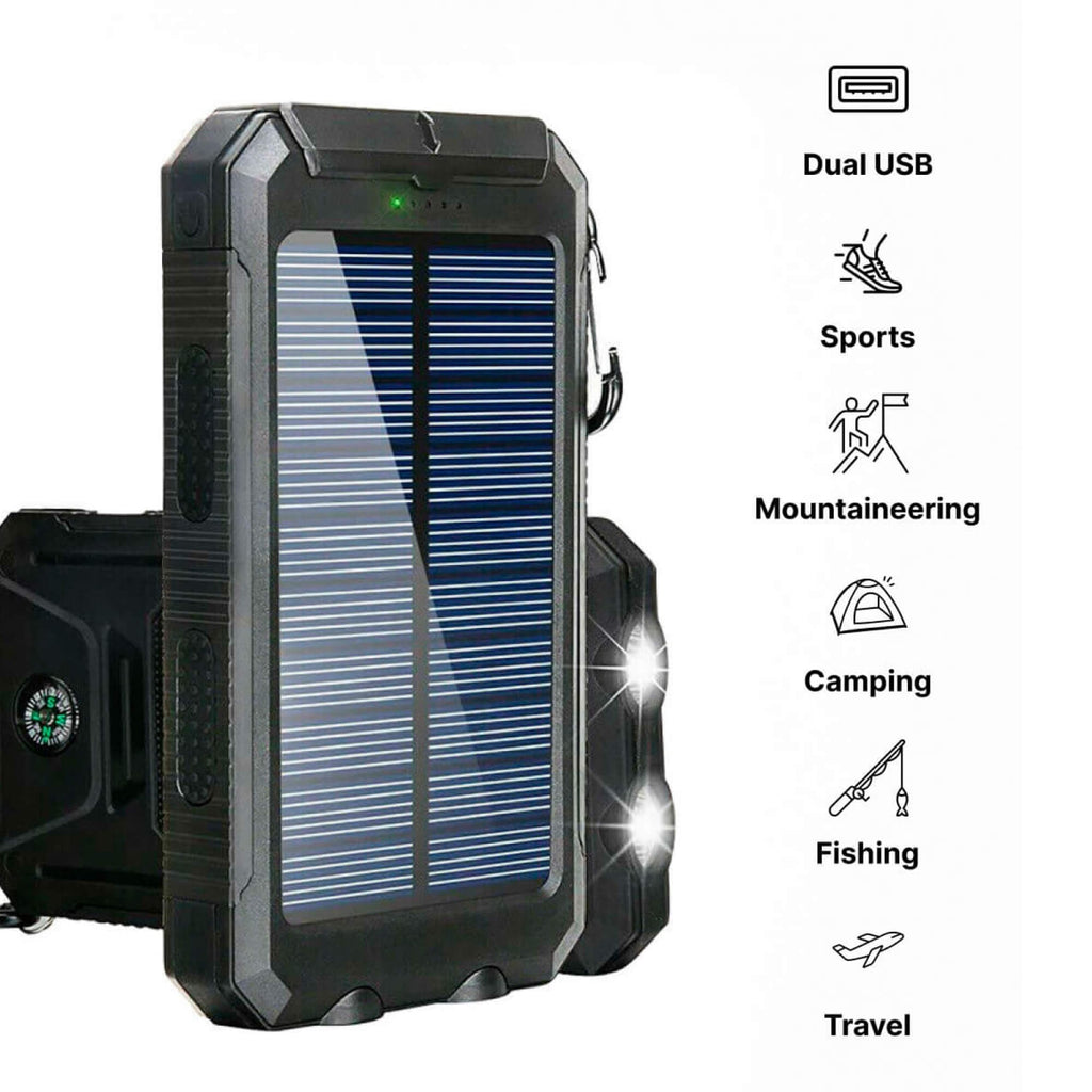 Solar Portable Charger Power Bank with Dual USB 20000mah High Capacity and Flashlights - Image 2