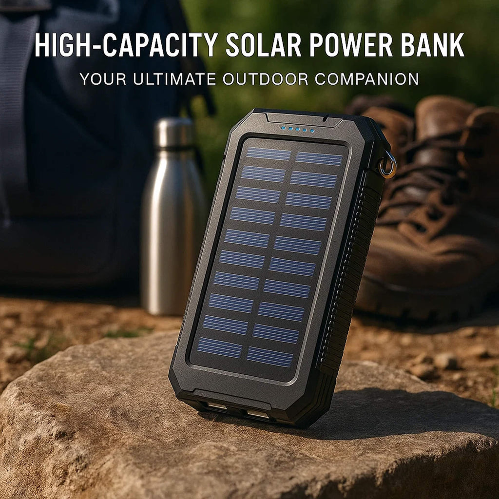 Solar Portable Charger Power Bank with Dual USB 20000mah High Capacity and Flashlights - Image 6