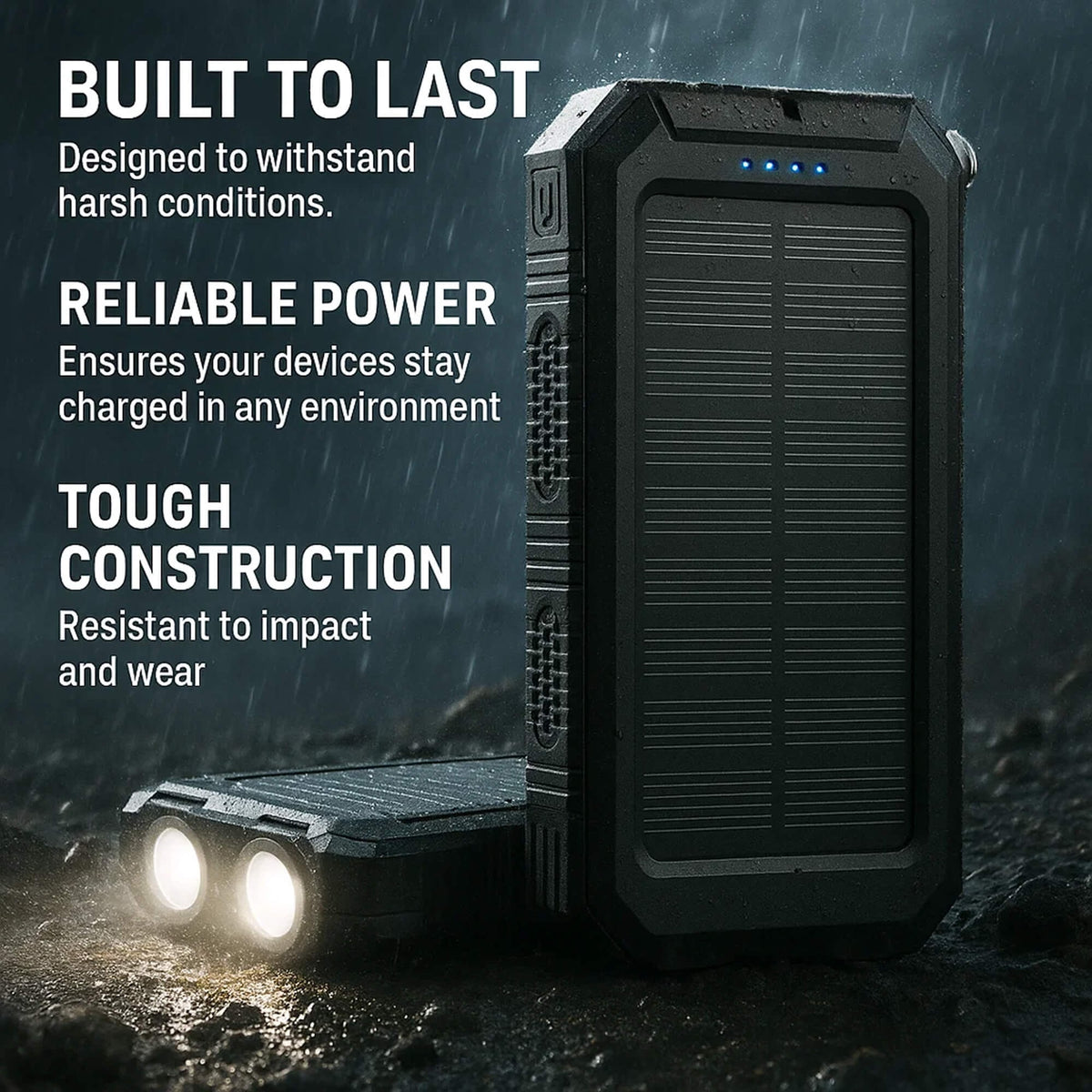 Solar Portable Charger Power Bank with Dual USB 20000mah High Capacity and Flashlights - Image 9