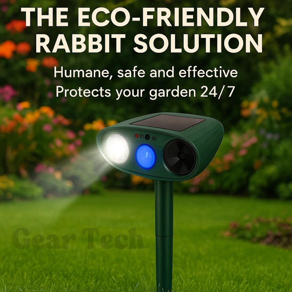 Solar Powered Ultrasonic Mouse Repellent with LED Flashing Light and Motion Sensor for Garden - Image 1