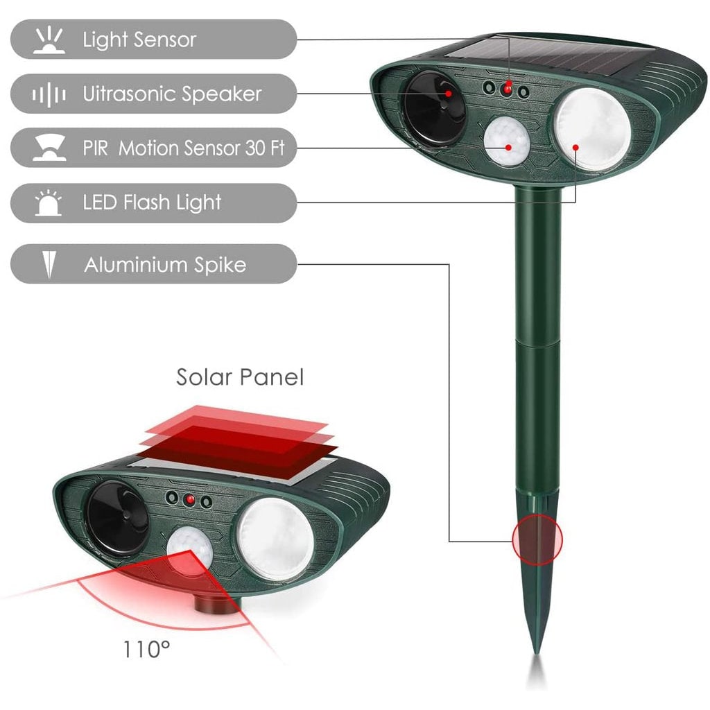 Solar Powered Ultrasonic Mouse Repellent with LED Flashing Light and Motion Sensor for Garden - Image 10