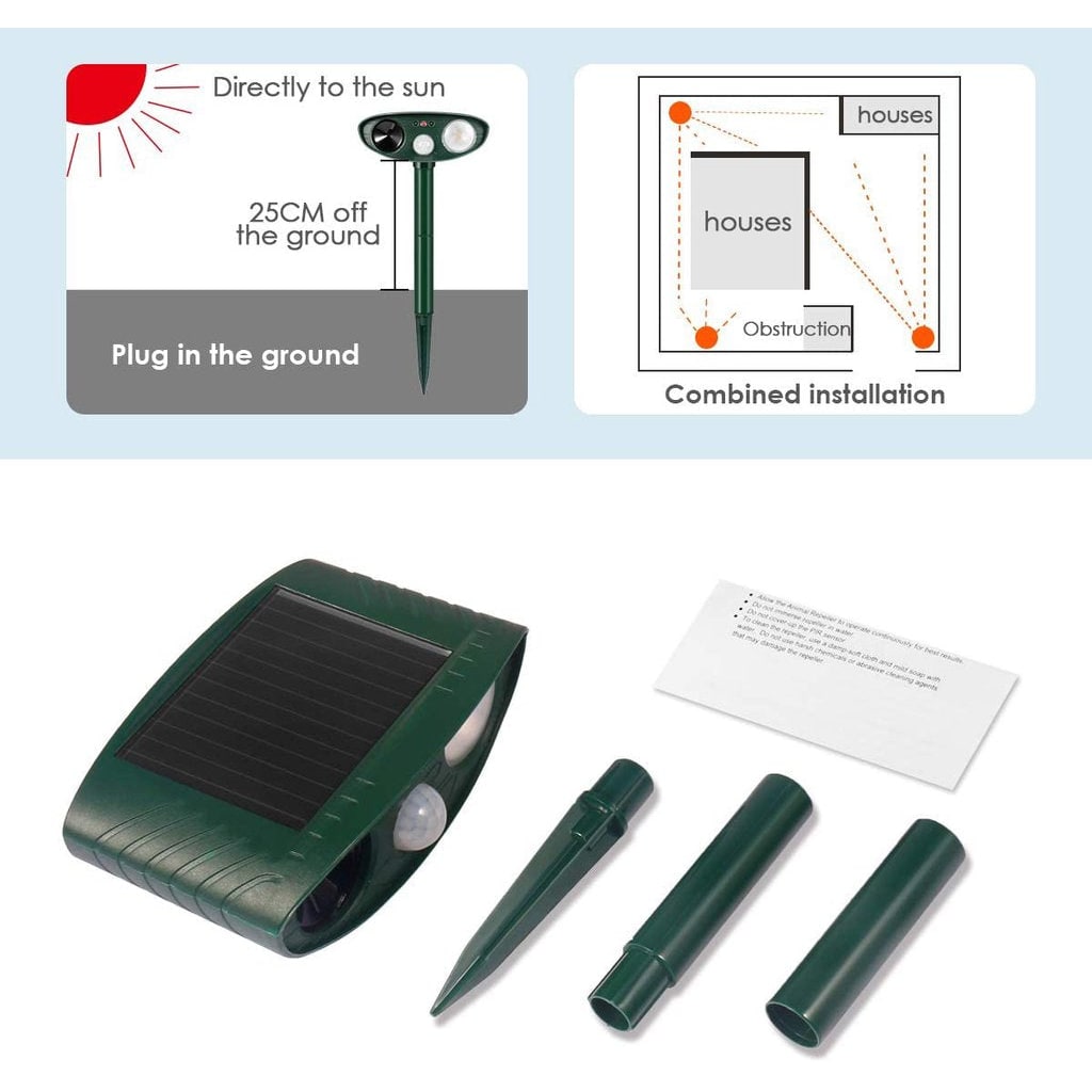 Solar Powered Ultrasonic Mouse Repellent with LED Flashing Light and Motion Sensor for Garden - Image 13