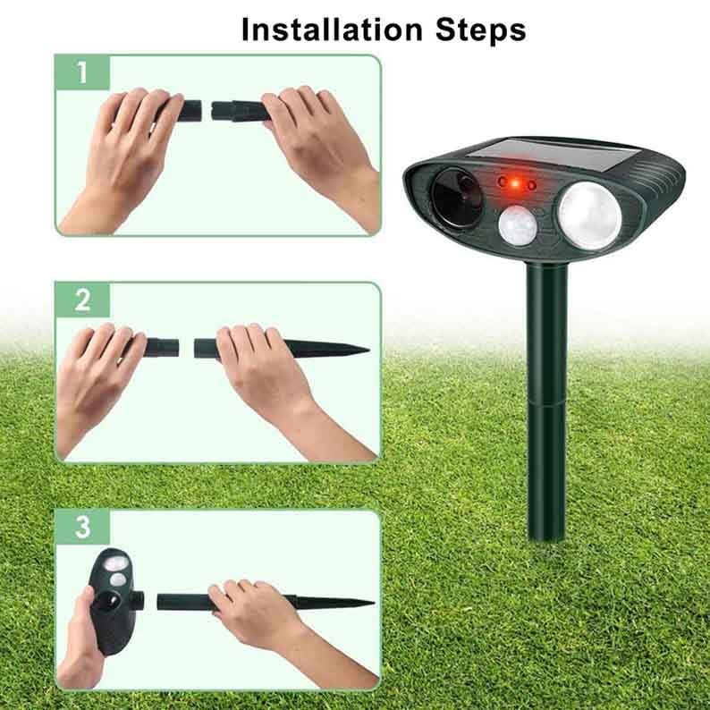 Solar Powered Ultrasonic Mouse Repellent with LED Flashing Light and Motion Sensor for Garden - Image 8