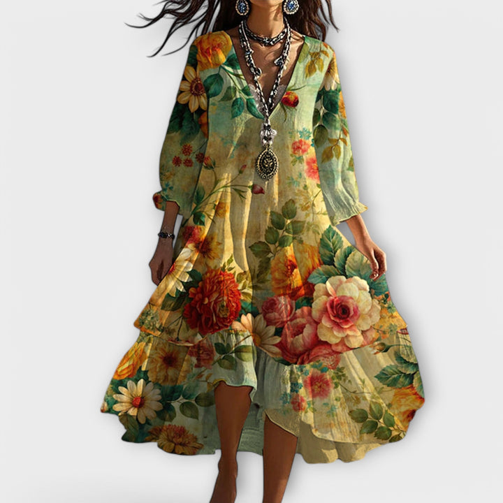 Women's Summer Maxi Dress with V-Neck