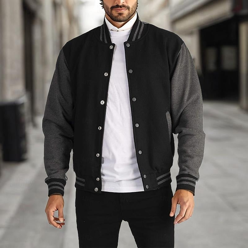 Men's College Jacket with Ribbed Cuffs