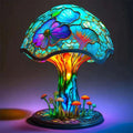 Stained Glass LED Table Lamp with Sculpted Resin Base and Warm Illumination - Image 1