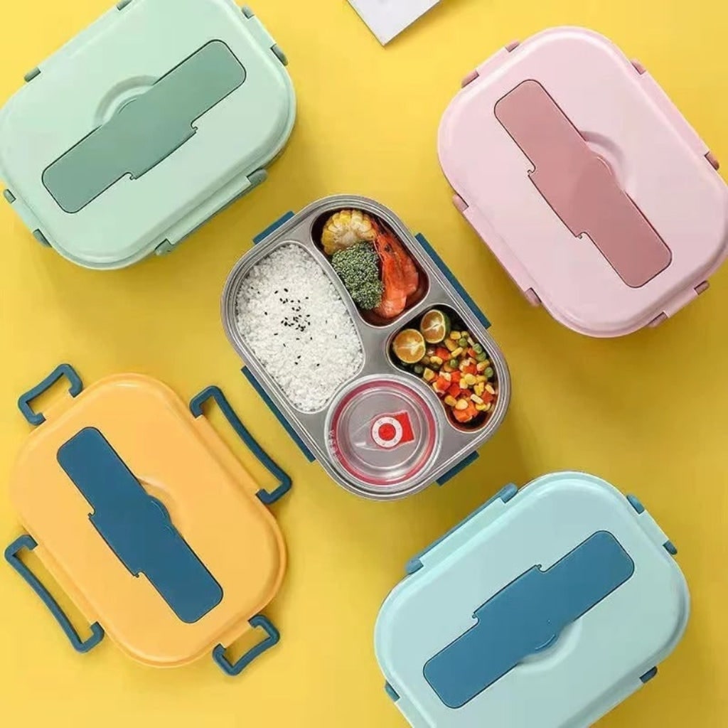 Stainless Steel Bento Lunch Box with Compartments Insulated Lidded Bowl and Snap-Lock Lid - Image 4