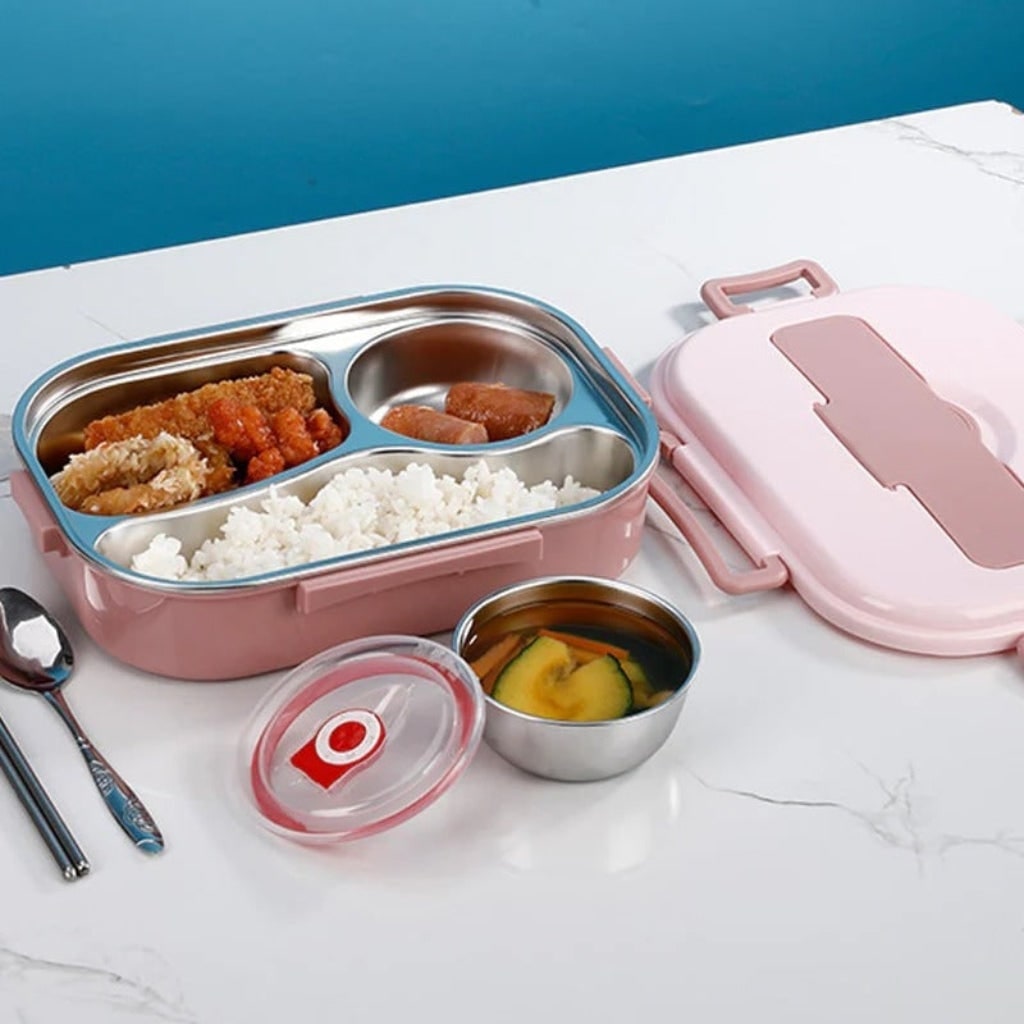 Stainless Steel Bento Lunch Box with Compartments Insulated Lidded Bowl and Snap-Lock Lid - Image 6
