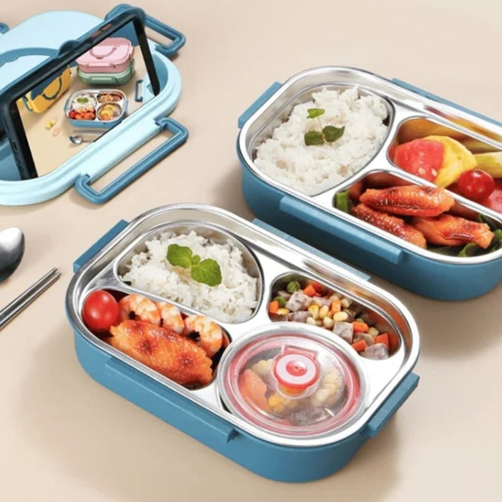 Stainless Steel Bento Lunch Box with Compartments Insulated Lidded Bowl and Snap-Lock Lid - Image 8