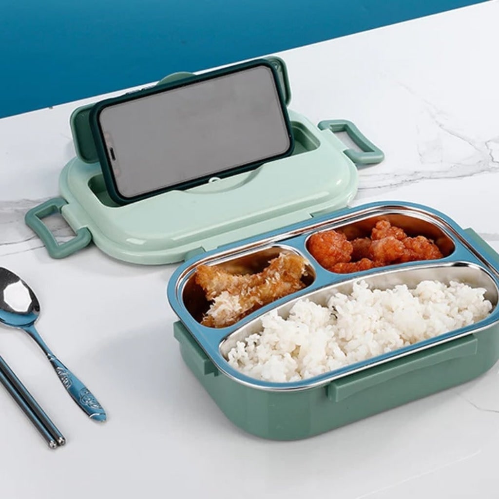 Stainless Steel Bento Lunch Box with Compartments Insulated Lidded Bowl and Snap-Lock Lid - Image 9