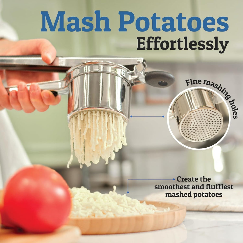 Stainless Steel Potato Ricer with Interchangeable Disks and Non-Slip Handles - Image 12