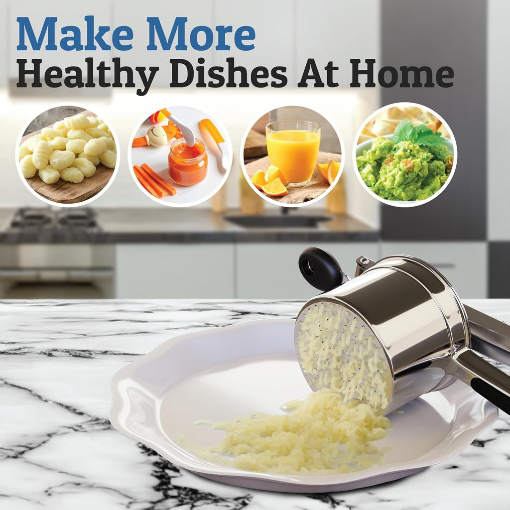 Stainless Steel Potato Ricer with Interchangeable Disks and Non-Slip Handles - Image 7