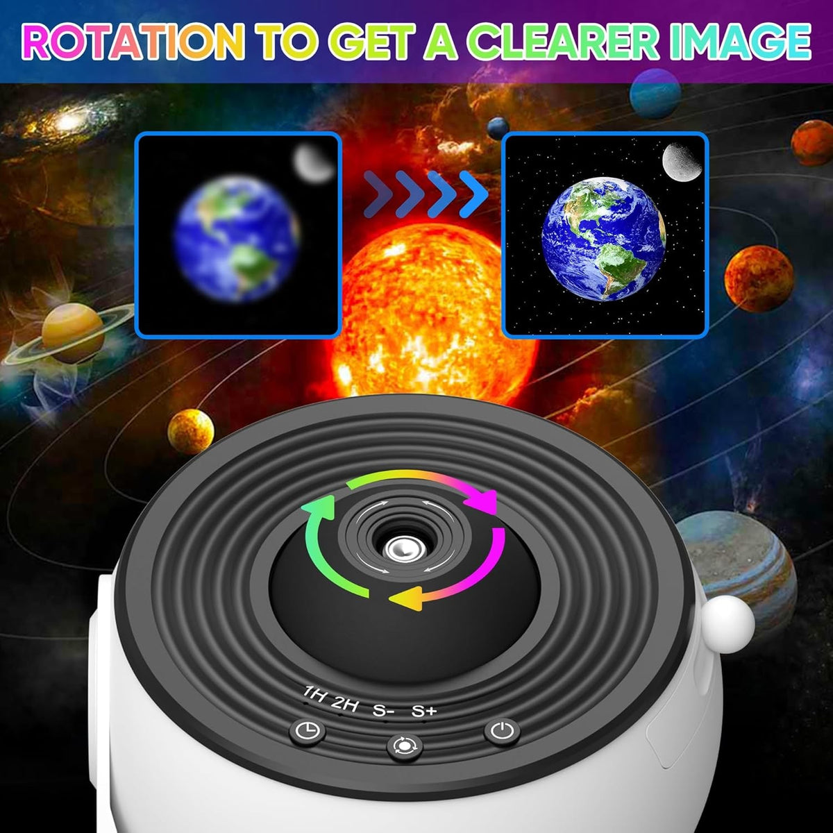 Star Projector Night Light with 360° Rotating Galaxy Projection and Adjustable Stand - Image 7