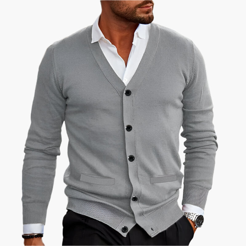 Men's V-Neck Button Cardigan