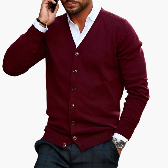 Men's V-Neck Button Cardigan
