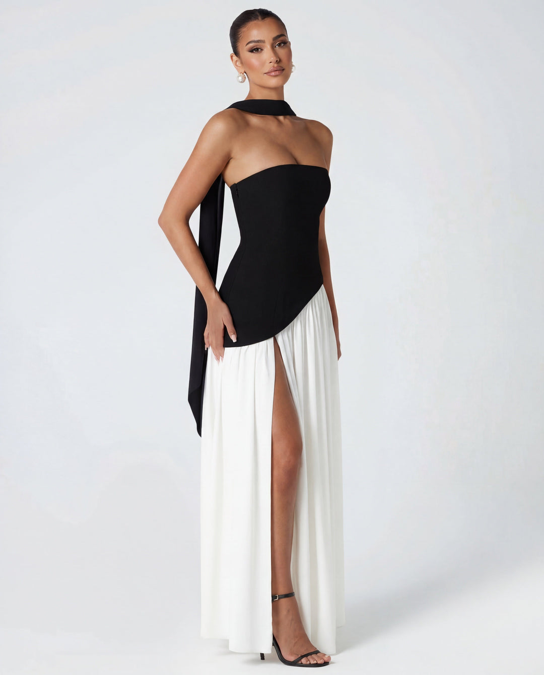 Women's Wedding Guest Strapless Corset Maxi Dress