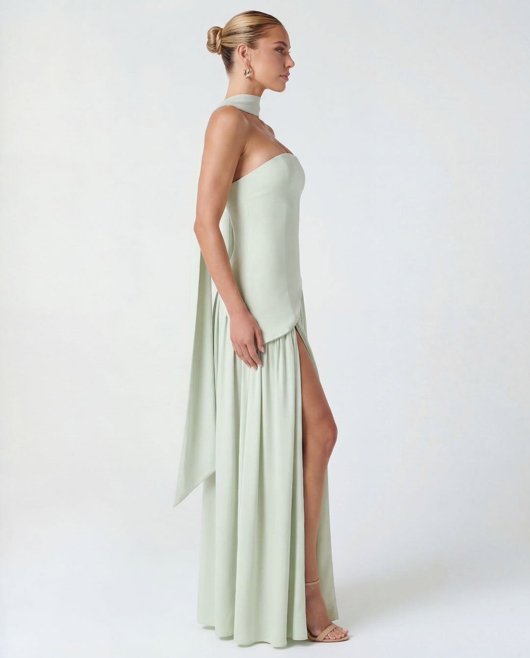 Women's Wedding Guest Strapless Corset Maxi Dress