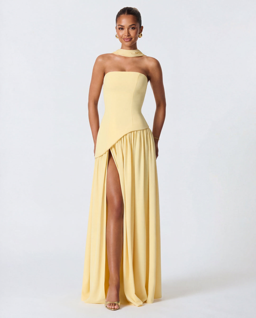 Women's Wedding Guest Strapless Corset Maxi Dress