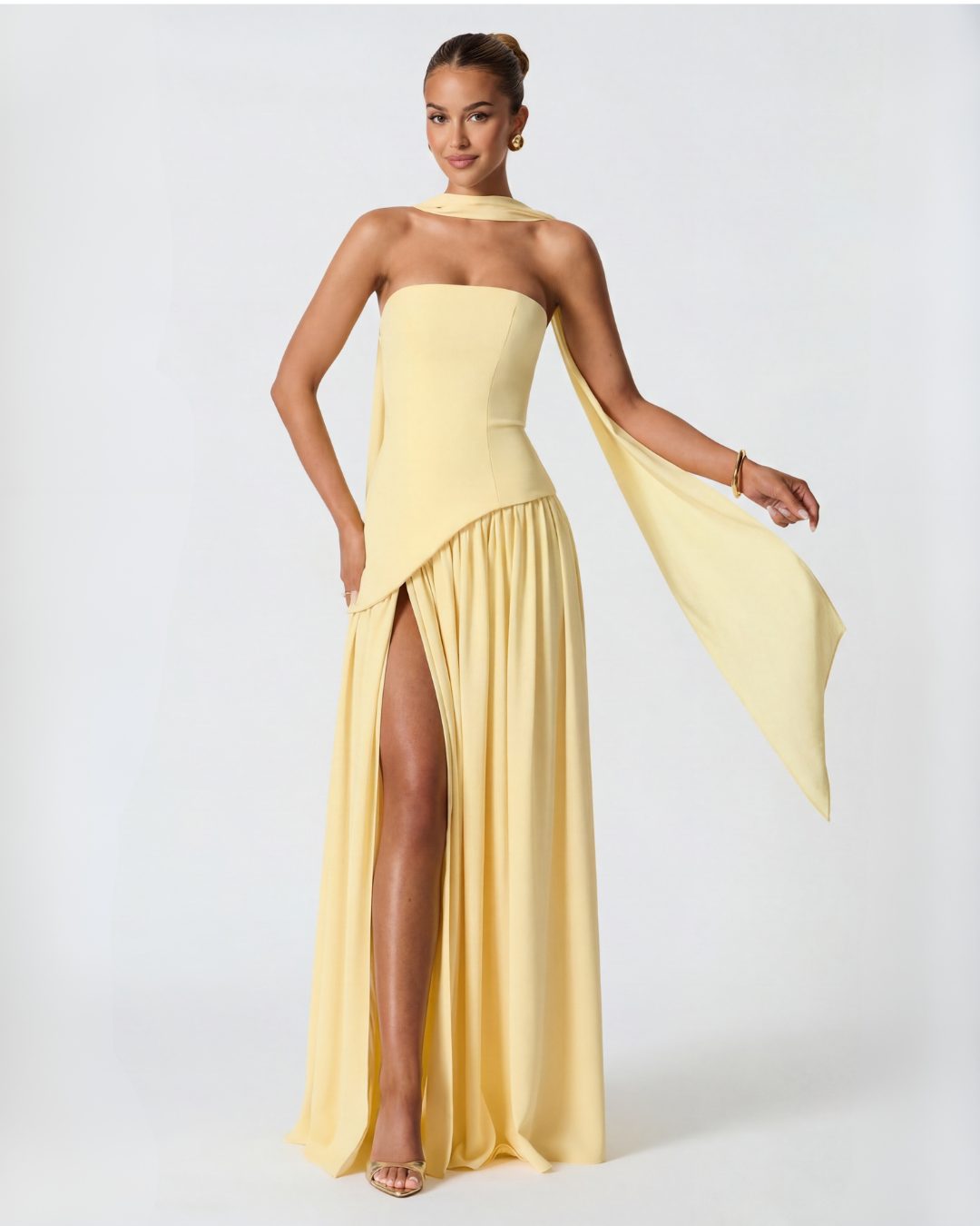 Women's Wedding Guest Strapless Corset Maxi Dress