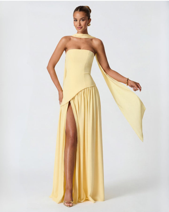 Women's Wedding Guest Strapless Corset Maxi Dress