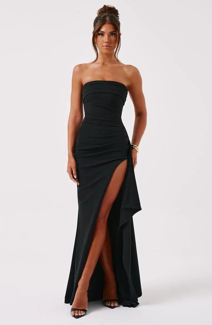 Women's Strapless Maxi Dress with Leg Split