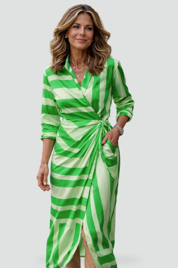 Women's Printed Tie Waist Maxi Dress