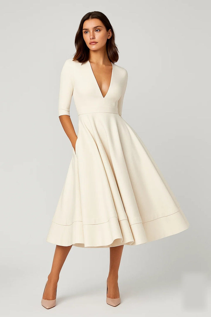 Alicja | V-Neck Midi Wedding Dress