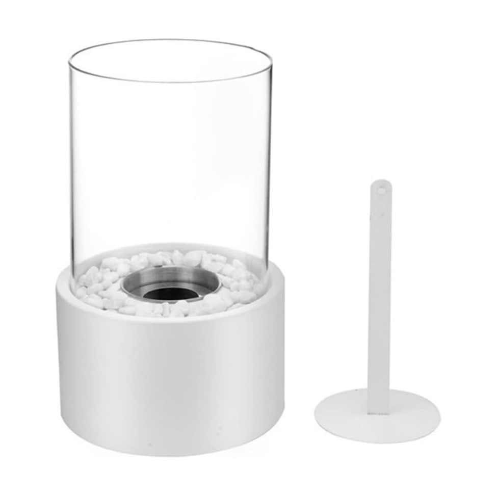 Tabletop Fire Pit with Glass Cylinder Smokeless Portable Bioethanol Burner and Decorative Stones - Image 15