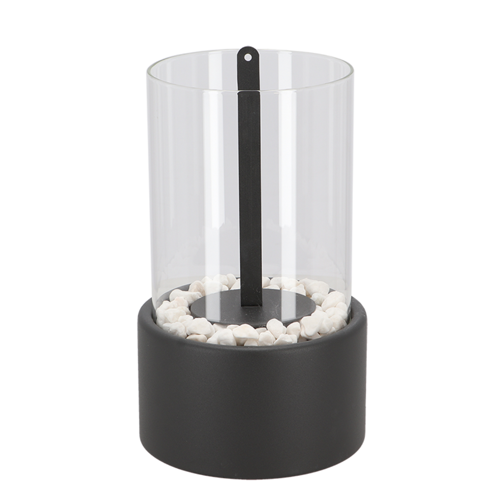 Tabletop Fire Pit with Glass Cylinder Smokeless Portable Bioethanol Burner and Decorative Stones - Image 16