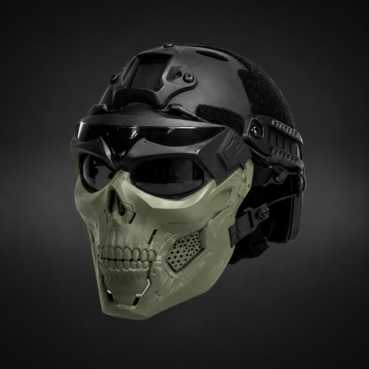 Tactical Skull Mask with Integrated Protective Goggles for Airsoft and Paintball - Image 3