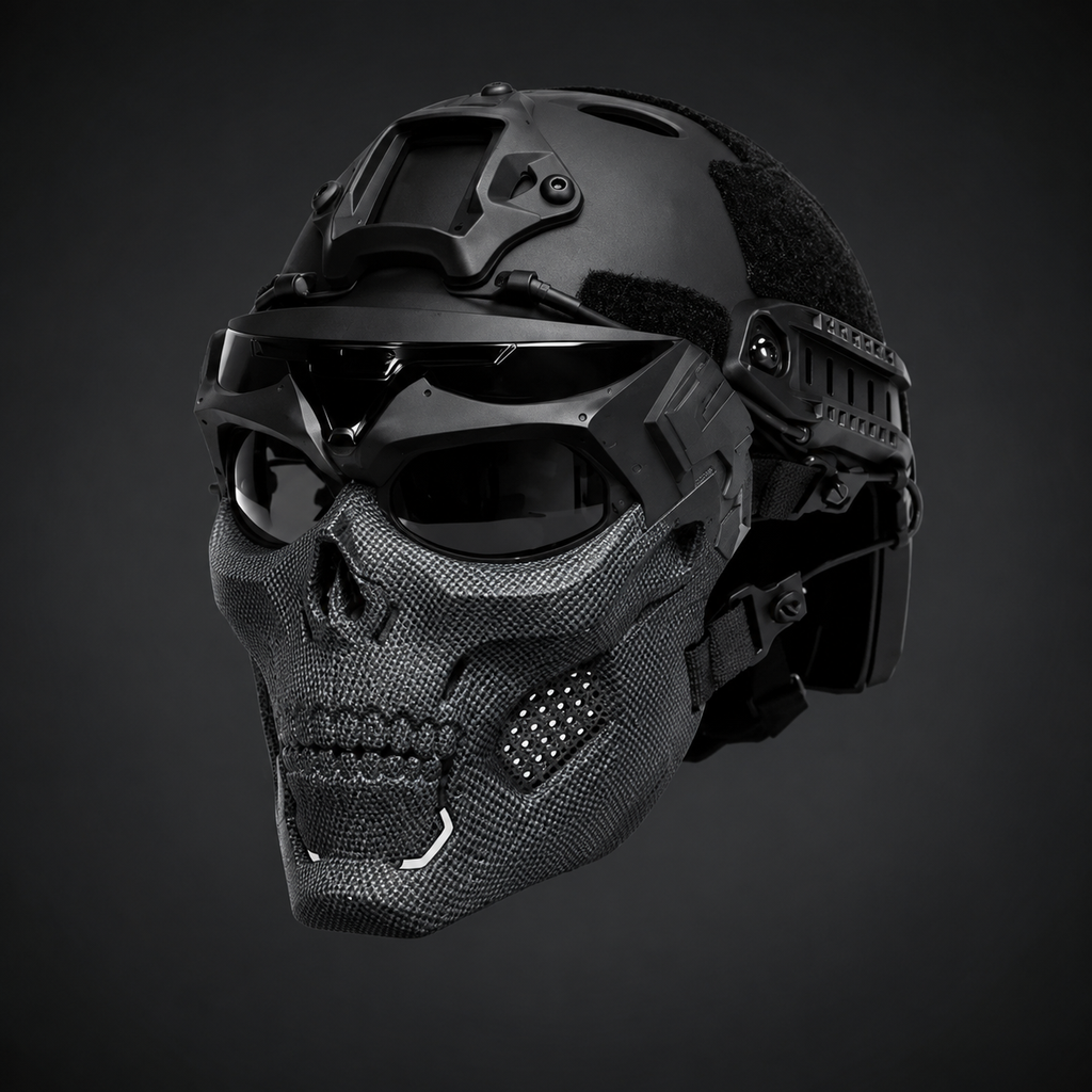 Tactical Skull Mask with Integrated Protective Goggles for Airsoft and Paintball - Image 4