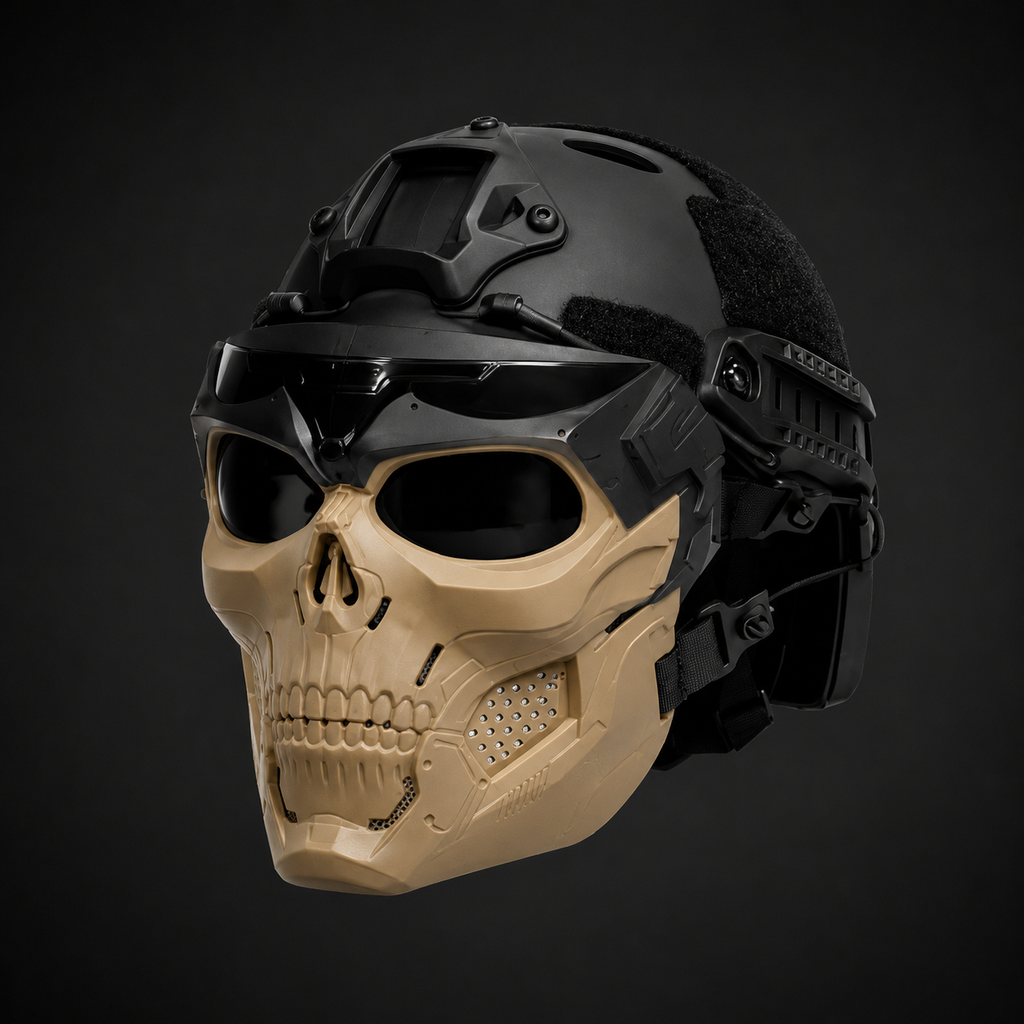 Tactical Skull Mask with Integrated Protective Goggles for Airsoft and Paintball - Image 5