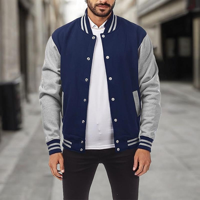 Men's College Jacket with Ribbed Cuffs