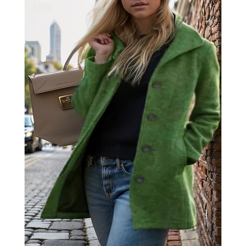 Women's Mid Length Button Front Coat